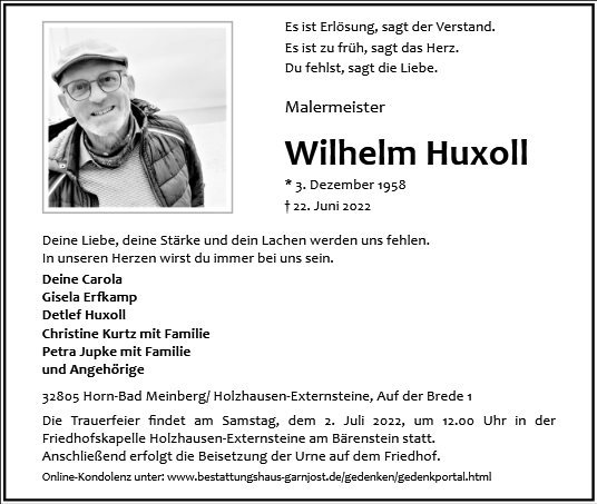 Erinnerungsbild für Wilhelm Huxoll